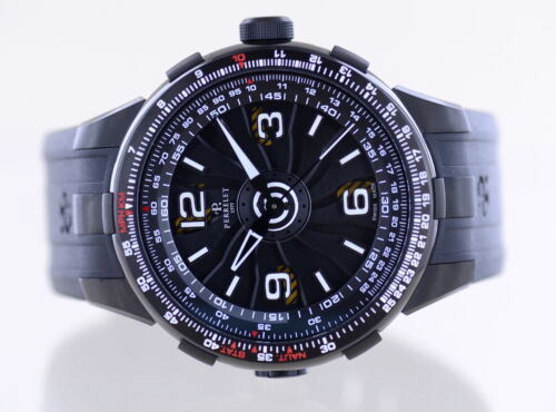 Perrelet Uhr Turbine Pilot black PVD Kautschuk 48mm Automatic rar B+P - Bild 10 von 12