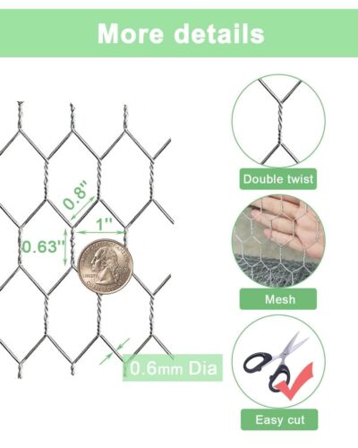 13.7Inch x 393Inch Garden Poultry Chicken Wire Netting Fence Barrier for Plants - Picture 6 of 7