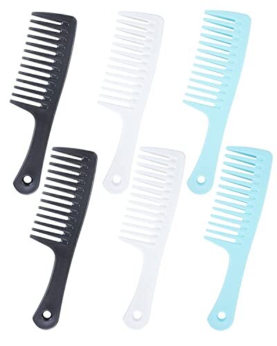 Detangling Combs for Curly, Wet Hair - 6 Pcs Large Durable Detangling Combs  - Picture 1 of 7