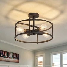 Industrial Semi Flush Mount Ceiling Light,4 Light Rustic Metal Ceiling Light ...
