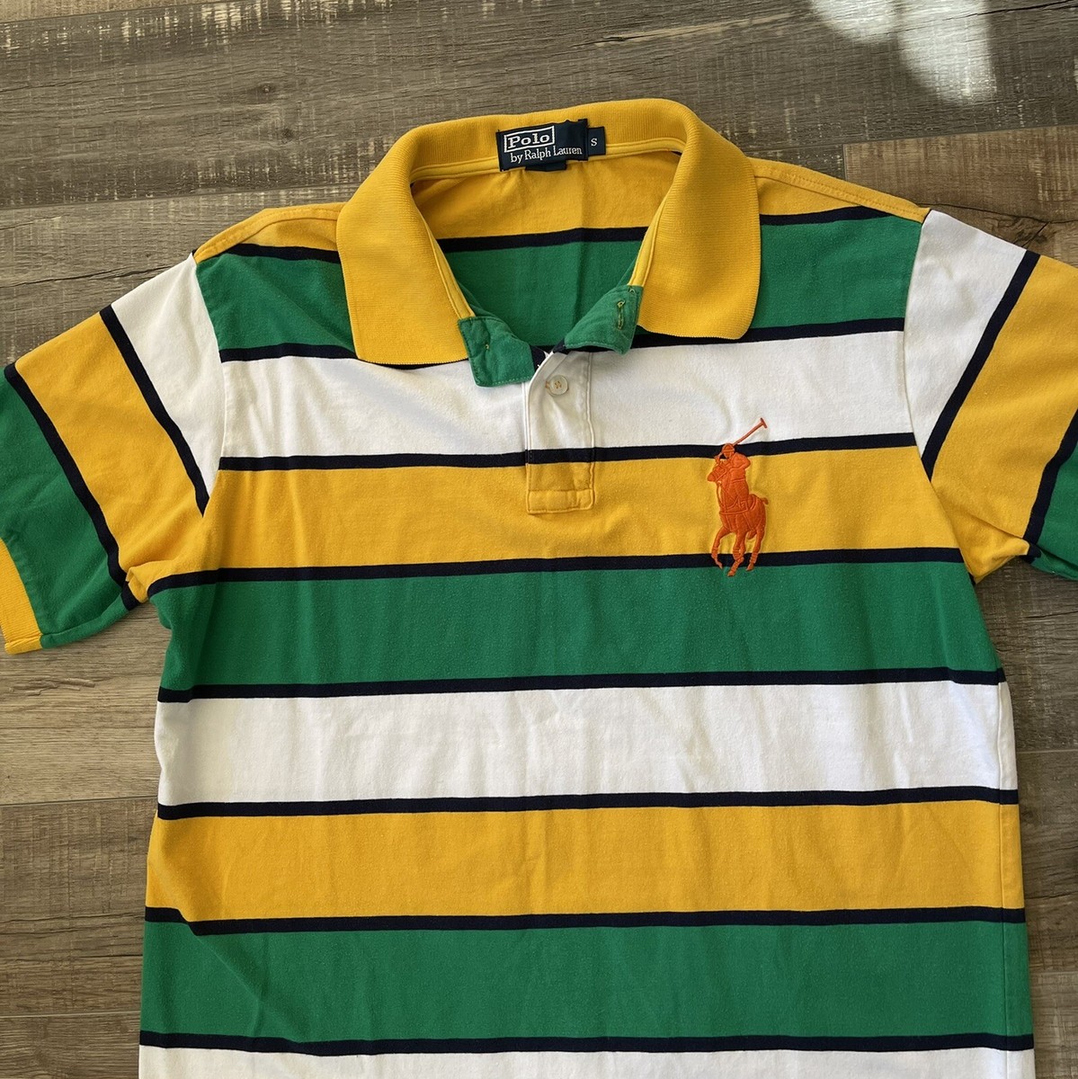 Rare Vintage Polo Ralph Lauren Shirt Men's S Green-White