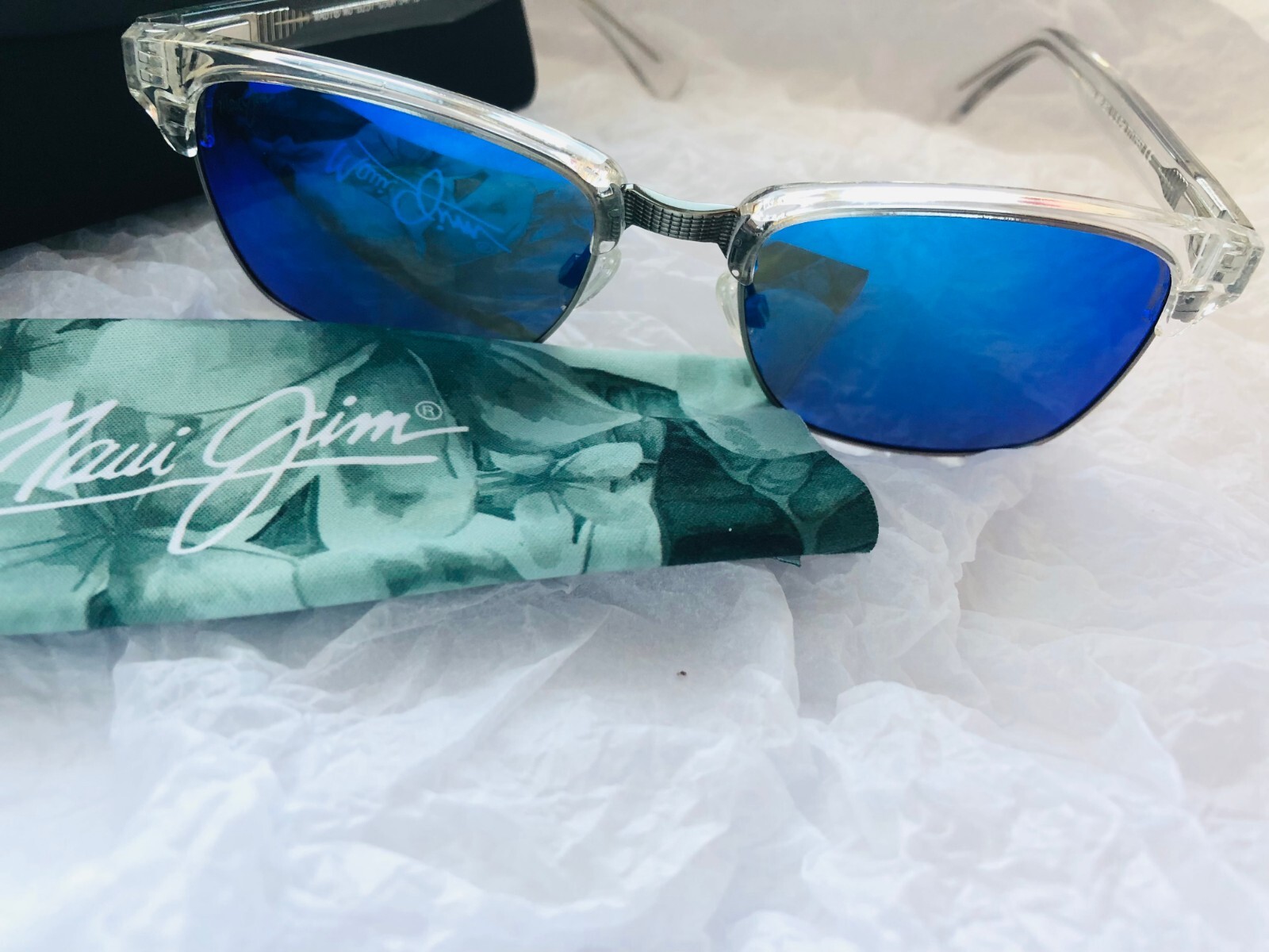 MAUI JIM KAWIKA POLARIZED B25705CR SUNGLASSES CRYSTAL FRAME/BLUE