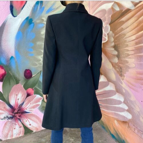 Gucci Black Double-Breasted Coat Silver Button - Size 38 - Picture 2 of 9
