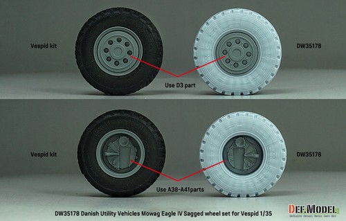 DEF.MODEL DW35178, Danish Utility Vehicles Mowag Eagle IV Sagged wheel set, 1:35 - Picture 7 of 8