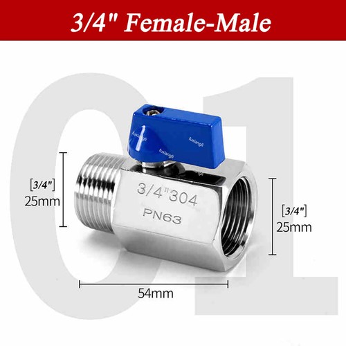 A2 Stainless Steel Mini Ball Valves 1/8" to 1" BSP Male/Female Air Hose Valve - Picture 21 of 42