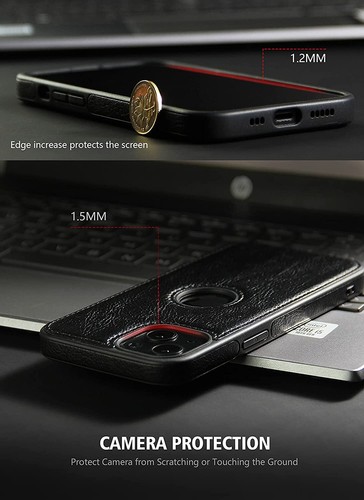 Coque Cuir Antichoc pour iPhone 16 16e 15 14 Plus 13 12 11 Pro Max Slim Cover - Photo 21 sur 32
