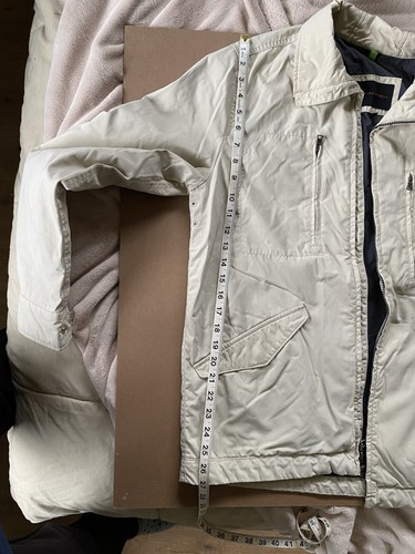 Banana Republic Jacket Mens Small Off White Long Full Zip Multiple Pocket - Picture 17 of 21