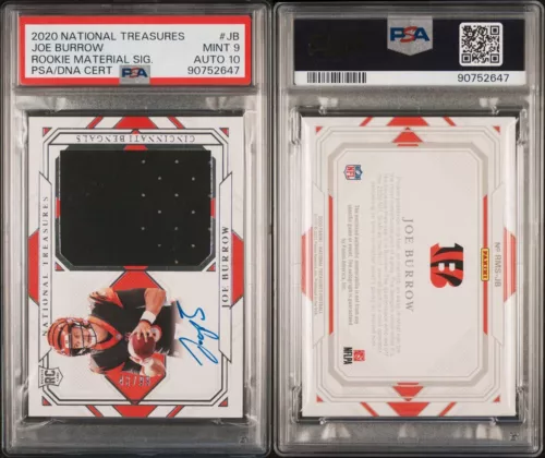 Joe Burrow 2020 National Treasures RPA Rookie Signatures #RMS-JB PSA 9 Auto 10