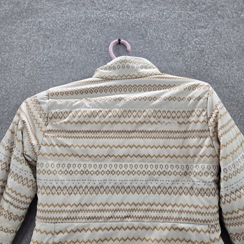 The North Face Girls Jacket M (10/12) Beige Fairisle Logo Embroidery Reversible - Picture 10 of 13
