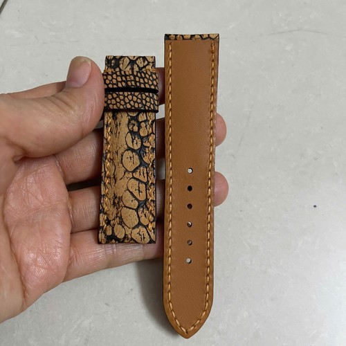 22/20mm Padded BROWN Genuine OSTRICH Leg LEATHER SKIN WATCH STRAP BAND - Picture 9 of 16