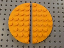 Lego Plate 4x8 Round Half - Bright Orange - Pack of 2 / PN 22888 NEW 