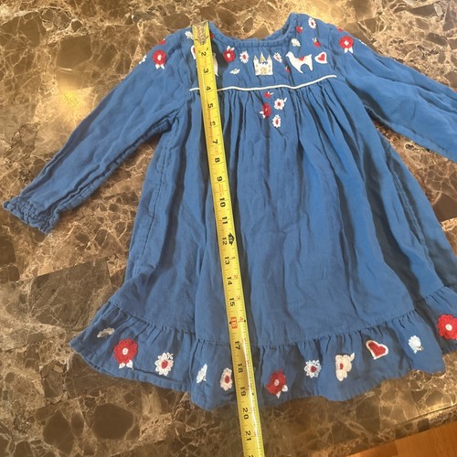 Mini Baby Boden Magical Dress Pink Blue Llamas Castle Flowers 2-3T CUTE PRISTINE - Picture 2 of 12