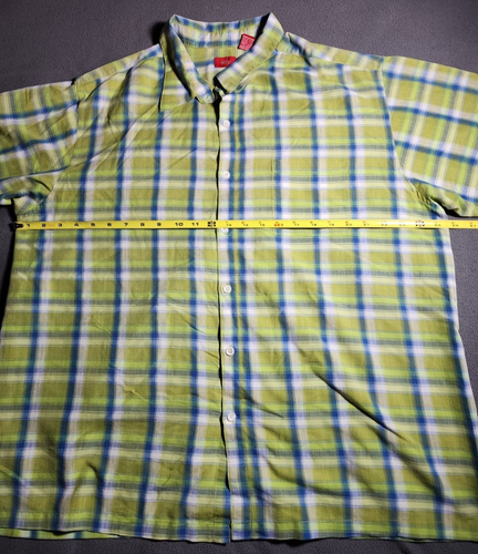 Mossimo Shirt Mens XL Yellow Green Plaid Short Sleeve Collared Button Down - Picture 16 of 19