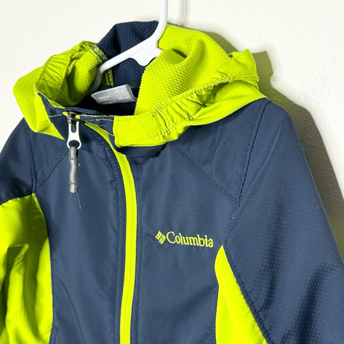 Columbia Navy Blue Green Zip Up Windbreaker Jacket - Kids 4/5 - Picture 3 of 10