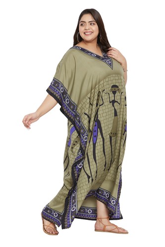 Women Plus Size Loose Kaftan Tunic Dress Hippy Kimono Sleeve Caftan Tunic Tops - Picture 657 of 809