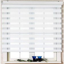 20 72  Zebra Dual Layer Roller Shade   White, Privacy  Light Control