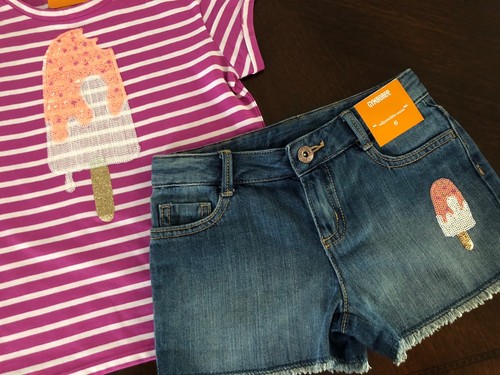 NWT Gymboree Girl Fuchsia Stripe Popsicle Tee & Denim Shorts Set 6 7 8 10 12 14 - Picture 2 of 10