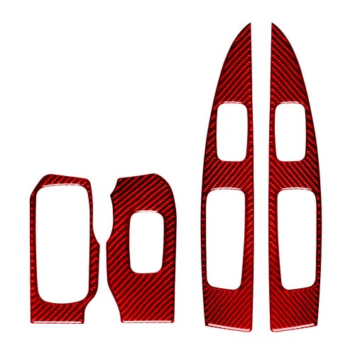 4Pcs Red Carbon Fiber Window Control Panel Cover Trim For Ford Fiesta 2011-2015 - Picture 2 of 20