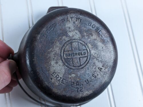 GRISWOLD Gusseisen tiefe Patty Schüssel #72 Drahtbügel Griff Kessel Erie, PA - Bild 6 von 8