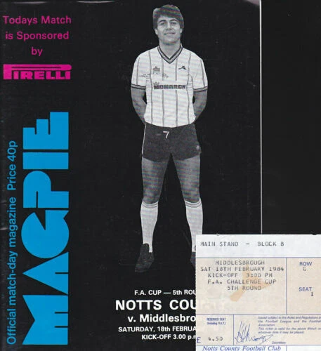 Middlesbrough Teams L-N Football FA Cup Fixture Programmes (1980s)