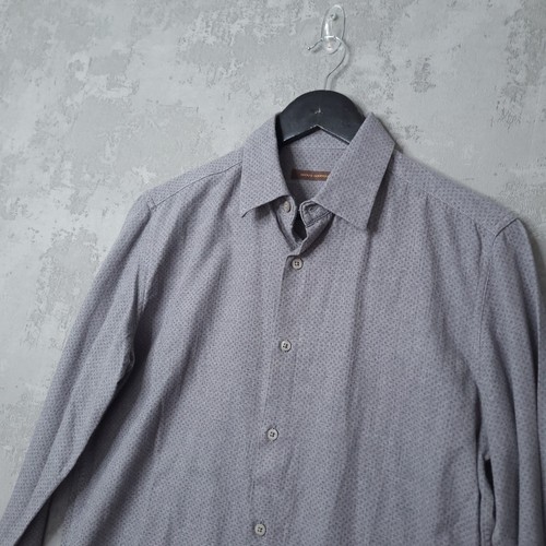 Adolfo Dominguez Shirt Men's Medium Grey Micro Print Long Sleeve Casual Button - Picture 6 of 8