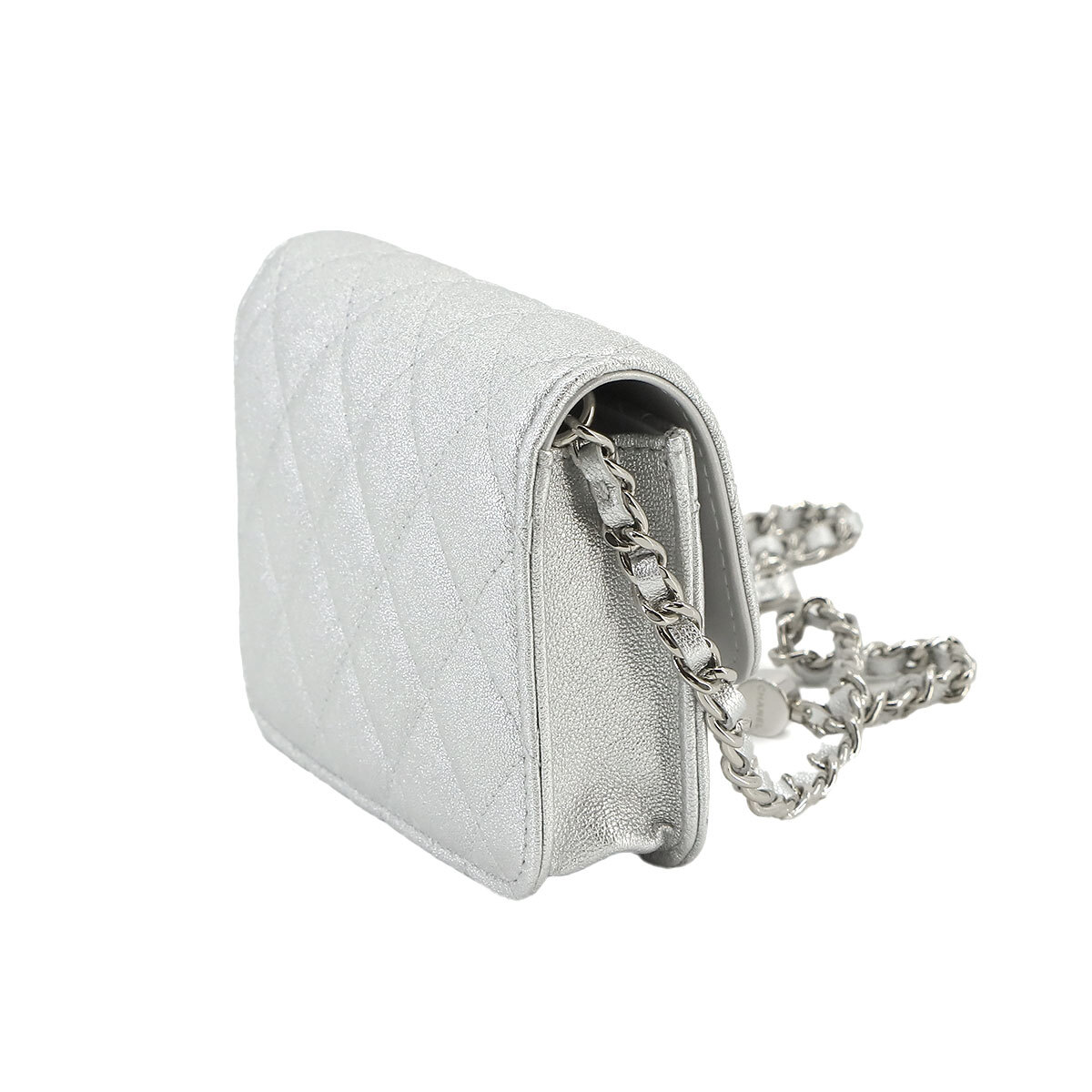 CHANEL Matelasse Star Belt Bag Waist Pouch Leather Silver 