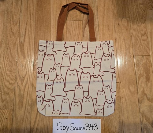 NEW CUTE CAT CANVAS TOTE SHOULDER BAG WITH ZIPPER KITTEN ALL OVER PRINT - Picture 14 of 17