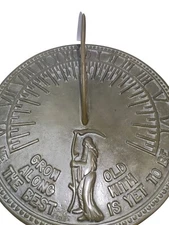 Vintage Brass Sundial Garden Grow Old Grim Reaper Keeps Time With The Sun 