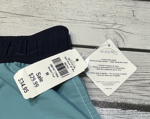 NEW L.L. BEAN Teal Board Shorts Swim Trunks Sz MED LINED 10” Inseam Drawstring - Picture 5 of 10