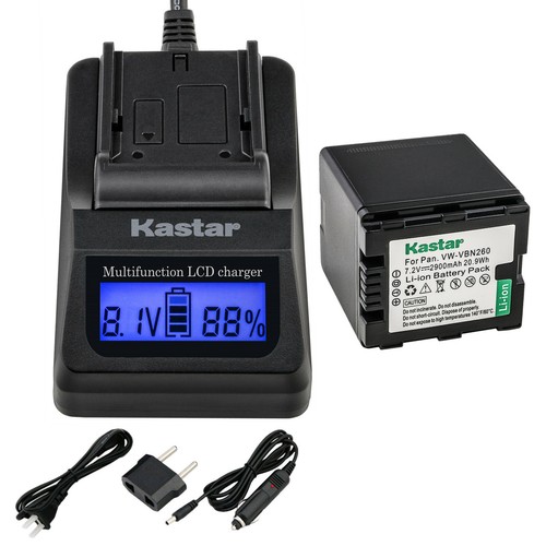 Kastar Battery LCD Fast Charger for Panasonic VW-VBN260 HC-X900 HC-X900GK Camera - Picture 8 of 11