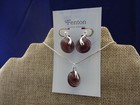 Fenton Glass Necklace & Earrings Set Sterling Silver Paper Lantern Design