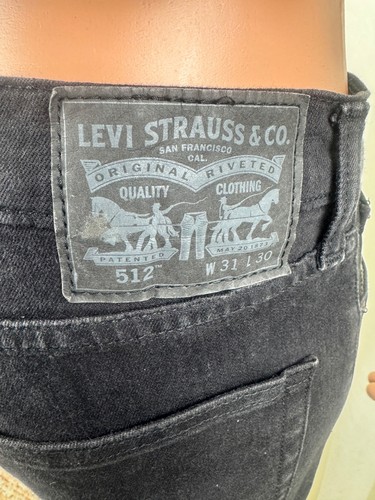 Herren Levi's 512 Slim Taper Fit Ripped Distressed Jeans Faded Black Größe 31/30 - Bild 10 von 12
