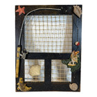 Woodframe Fishing Theme Pole Shells Net Rustic Fish Nautical decoration wall art