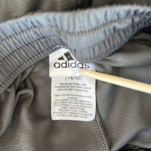 Adidas Shorts Youth Large 14/16 Gray Black Stripes Active Lightweight Workout - Picture 4 of 17