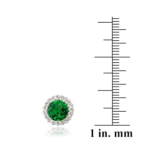 925 Silver 3.2ct Lab Created Green Quartz & CZ Halo Stud Earrings - Picture 3 of 3