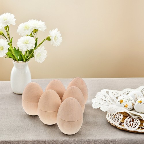 6Pcs Unfinished Wood Eggs for Creative Easter Projects and Crafts - Picture 4 of 12