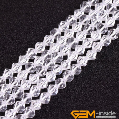 Natural Faceted White Clear Crystal Quartz Polygonal Loose Beads 15" 6mm-12mm AU - Bild 7 von 27
