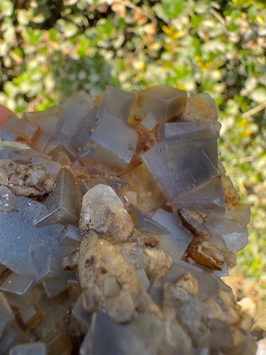 Rare 119 Natural Stone Blueish Fluorite Mineral Specimen On Matrix Vintage - Picture 5 of 12