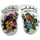 Handcrafted Cement Welcome Feet – Bird & Floral Design Home/Garden Decor