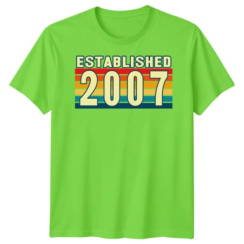 Camiseta Unisex Establecida 2007 18º Cumpleaños Hito Vintage Gráfico - Imagen 23 de 35