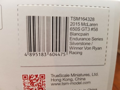 1:43 2015 Mclaren 650S GT3 Blancpain Silverstone Winner. VanGisbergen Bell Estre - Bild 2 von 2