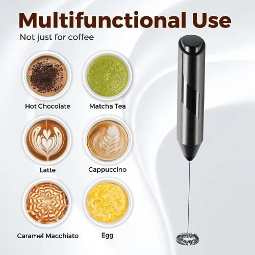 Milk Frother Handheld, Battery Operated Whisk Maker with Stainless Steel Stan...