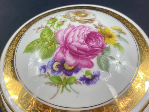 Bonbonniere Limoges Porcelain Decor Floral Polychrome On White Background Gold - Picture 2 of 13