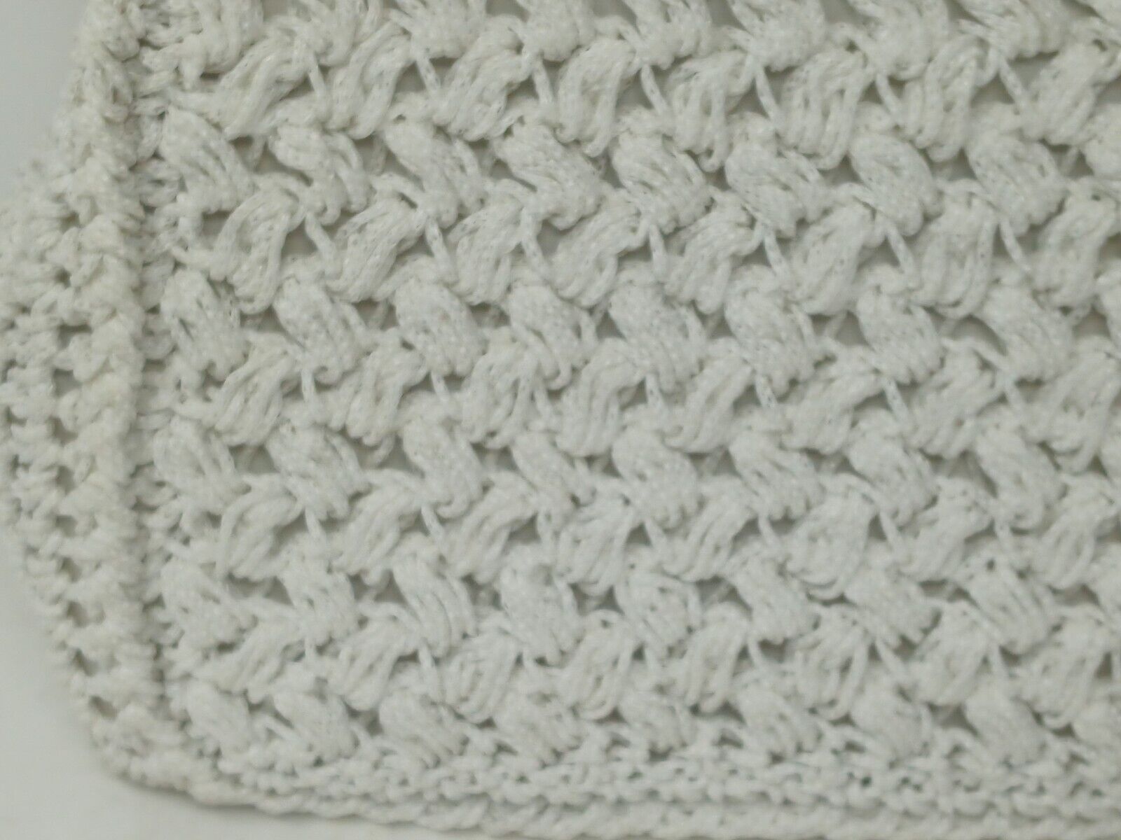 Vintage Crochet Handbag White Wooden Handle Made … - image 4