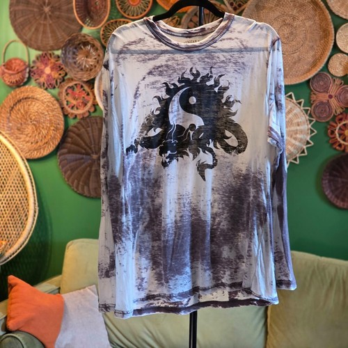American Rag XL Y2K Gray Worn-Look Long Sleeve Shirt – Vintage Grunge Aesthetic