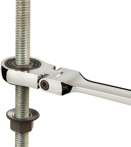 Chiave a cricchetto testa flessibile di precisione 12 x 14 mm per meccanica - finitura cromata - Foto 10 di 11
