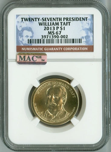 2013 P NGC MS67 $1 27th President William Taft Dollar, Spotless Beauty!
