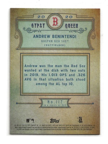 Andrew Benintendi 2020 Topps Gypsy Queen Green Parallel Boston Red Sox (#117) - Bild 2 von 2