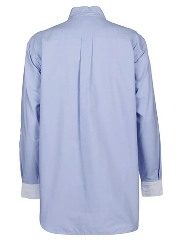 Camicia Burberry Yolanda cravatta collo cotone-poplin blu taglia US2 - Foto 5 di 13