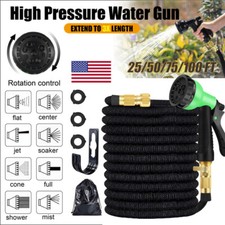 25-100FT Garden Water Hose Flexible Expandable Pipe Car Wash W/ Spray Nozzle Gun